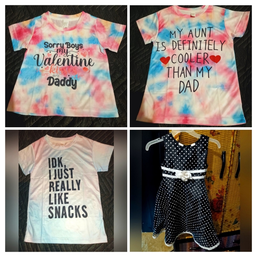 Girls size 6-8 dress And Tshirts Bundle